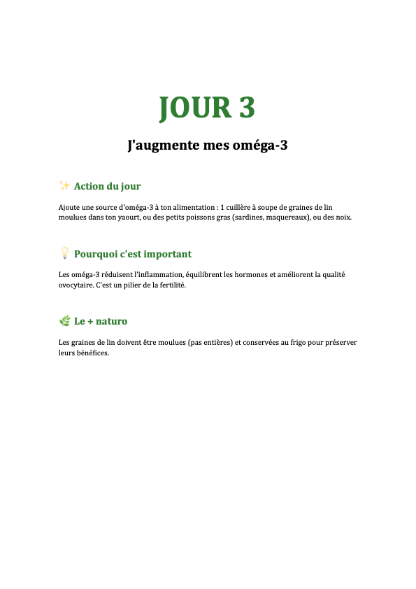 Aperçu du programme 20 jours – Jour 3